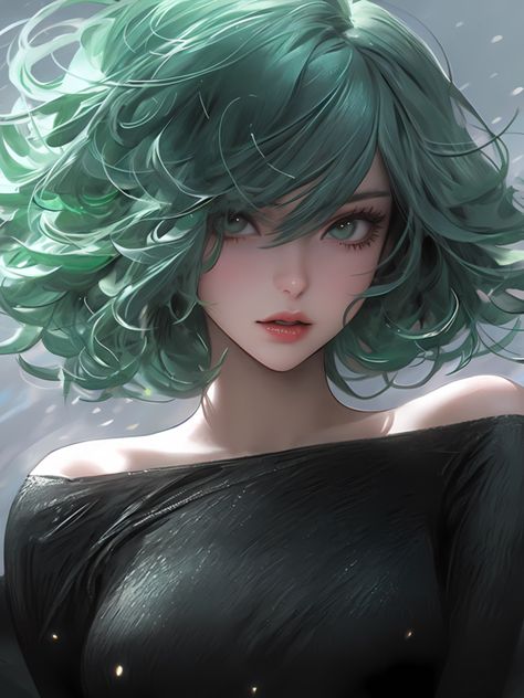 A girl with green hair and a black dress with a green hair and a black dress with a black dress, a detailed painting, stanley artgerm lau, Artgerm, fantasy art Green Hair Fantasy Art, Green Hair Anime Female, Green Hair Girl Art, Green Hair Anime Woman, Green Hair Anime, Girl With Green Hair, Anime Green Hair, Short Green Hair, Black And Green Hair