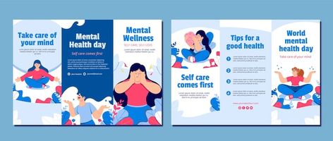 Flat world mental health day brochure te... | Free Vector #Freepik #freevector #stigma #education-day #education-brochure #health-brochure Health Brochure Design Layout, Health Brochure Design, Mental Health Brochure Layout, Health Brochure, Global Health Issues, Brochure Design Creative, Brochure Design Layout, Health Fair, Health Management