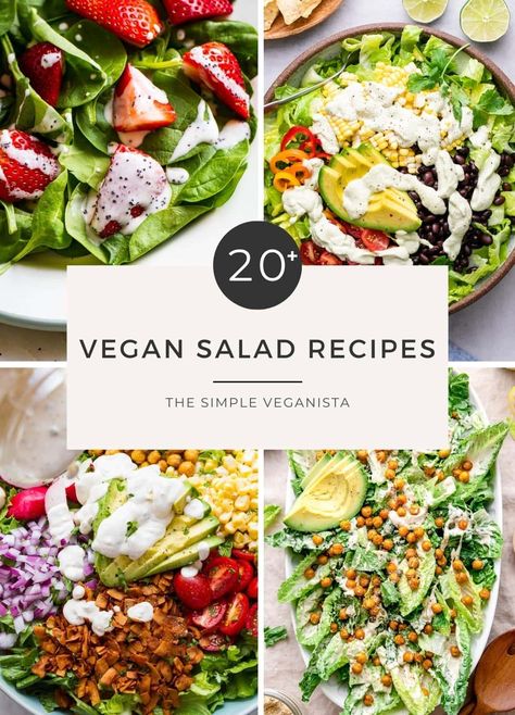 Raw Vegan Salad, Low Fat Vegetarian Recipes, Vegan Tortellini, Best Vegan Salads, High Carb Low Fat Vegan, Simple Veganista, Clean Eating Salad Recipes, Brunch Salad, Low Calorie Vegan