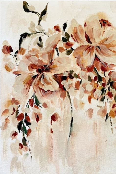 Gouache Inspiration, Floral Art Paintings, Floral Paintings Acrylic, Painting A Day, Abstract Floral Paintings, Abstract Floral Art, Acrylic Gouache, Abstract Flower Painting, Artistic Inspiration