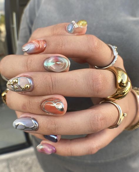 Eclectic Nails, Mens Nails, Colorful Nail, Her Nails, Pretty Gel Nails, Nail Jewelry, Minimalist Nails, Dream Nails, Fire Nails