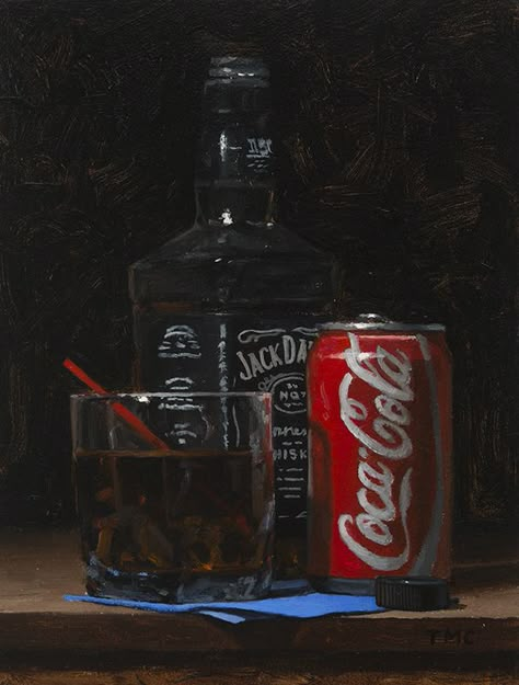 Alcohol Art Bottle, 90s Coke Aesthetic, Jack And Coke Popsicles, Coke Jack Daniels, Coke Bottle Aesthetic, Aesthetic Coke Bottle, Dark Liquor, Jacob Collins, Jack And Coke