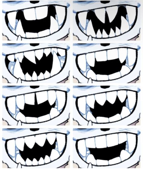 Undertale Drawing Base, Eating Art Reference, Long Tongue Drawing, Mouth Drawing Reference Fangs, Circle Head Art Style, Teeth Drawing Reference, Cute Cat Drawing Simple, How To Draw Teeth, Weird Eyebrows