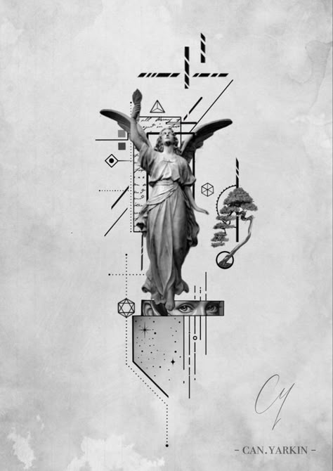 Custom Tattoo Design Tattoo Graphic Design Ideas, Minimalist Statue Tattoo, Abstract Statue Tattoo, Greek Sculpture Tattoo Minimalist, Greek Geometric Fineline Tattoo, Greek Geometric Fine Line Tattoo, Sculpture Tattoo Design, Conceptual Tattoo, Sculpture Tattoo