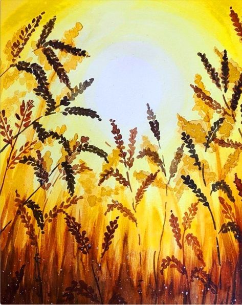 Wheat Watercolor Paintings, Wheat Painting Acrylic, Harvest Paintings On Canvas, Field Drawing Pencil, Millets Drawing, Wheat Field Illustration, Wheat Field Drawing, Corn Field Drawing, June Crystals