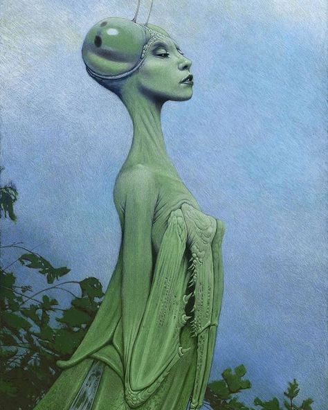 'Mantis' by Ed Binkley(@edbinkleyart) Arte Peculiar, Wow Art, Fantasy Artist, Ethereal Art, Weird Art, Funky Art, Surreal Art, Art Plastique, Creature Art