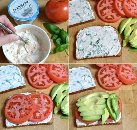 Healthy Vegetarian Sandwich Recipes, Avocado Sandwich Recipes, Cold Sandwich Recipes, Sandwich Vegetarian, Pescatarian Meals, 2024 Meals, Vegetarian Sandwich Recipes, Creamy Yogurt, Crab Stuffed