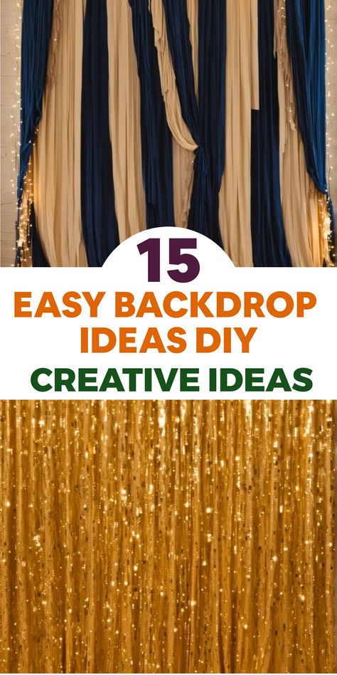 Create stunning backdrops effortlessly with these simple DIY ideas. Transform any space using colorful paper, balloons, fabric, or rosettes. Elevate the atmosphere with a vibrant balloon garland by inflating balloons of different sizes and colors. Hang them against a wall or backdrop stand for a festive touch. Alternatively, craft decorative paper fans or rosettes by folding and securing paper pieces together. Attach these creations to surfaces using adhesive or string for an elegant look. Easy Diy Backdrop Photo Shoots, Diy Black Photo Backdrop, Holiday Backdrop Ideas Diy Photo Booth, Party Wall Covering Ideas, Classy Backdrop Ideas, How To Hang Plastic Tablecloth Backdrop, 50th Wedding Anniversary Backdrop Ideas, Covering Walls For Party, No Balloons Backdrop