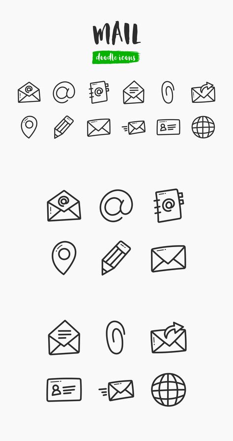 Mail Hand-Drawn Doodle Icons Handrawn Icons, Mail Doodle, Drawing Types, Icons Hand Drawn, Graphic Decoration, Embroidery Journal, Iphone Setup, Doodle Icons, Drawn Icons