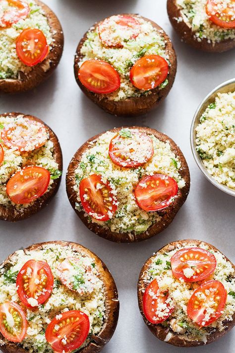 Portobello Mushrooms Stuffed with Garlic Herb Butter — Eatwell101 Portobello Mushrooms Stuffed, Broiled Tomatoes, Portobello Recipes, Portabella Mushrooms Recipes, Mushrooms Stuffed, Stuffed Portobello Mushrooms, Portobello Mushroom Recipes, Mushroom Recipes Healthy, Stuffed Portobello