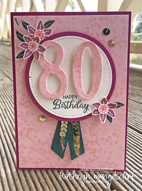 80th Birthday Card For Grandma, Birthday Card 80 Years Old Diy, Homemade 80th Birthday Card, Stampin Up Number Of Years Birthday Card, 80 Birthday Card Woman, Stampin Up Number Of Years Cards, Birthday Card 70 Years, Stampin Up 90th Birthday Cards, 80th Birthday Card Ideas For Women