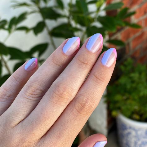 Pastel tips and half painted nails using gel. Done by @thegelhouse on instagram Half Painted Nails, Pastel Tips, Split Nails, Painted Nails, Almond Nails, Natural Nails, Stylish Nails, Nail Design, Summer Nails