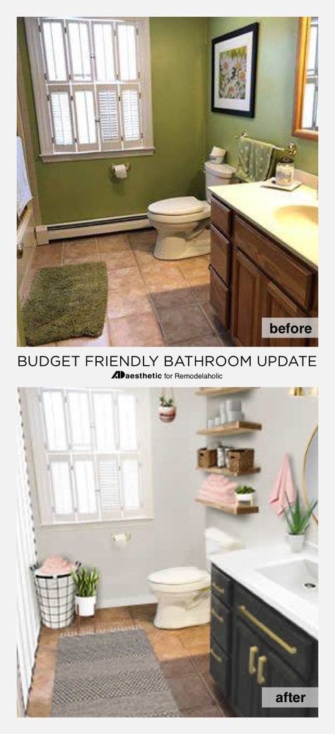 Real Life Rooms: A Simple and Cost Effective Bathroom Update #bathrooms #bathroomremodel #farmhousestyle #farmhousebathroom  #remodelaholic Easy Bathroom Makeover, Bathroom Renovation Diy, Brown Tile, Diy Bathroom Makeover, Budget Bathroom Remodel, Great Bathrooms, Bathroom Themes, Diy Bathroom Remodel, Budget Tips