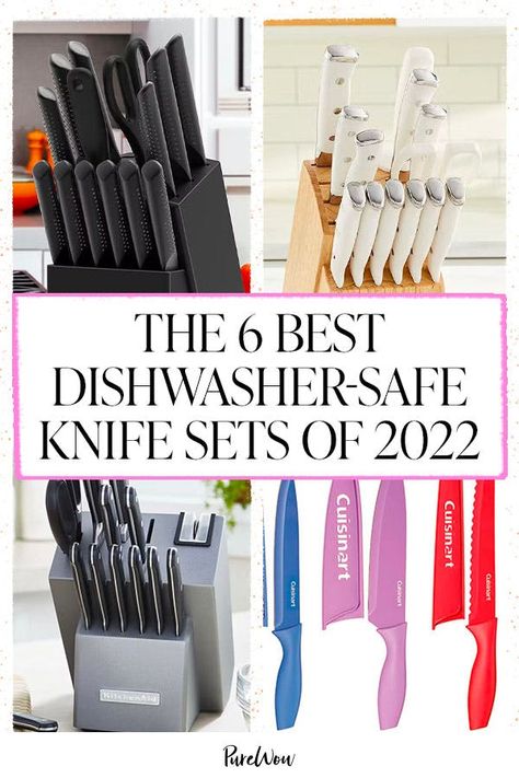 The Best Dishwasher-Safe Knife Sets of 2022 #purewow #kitchen #meal prep #home #appliances #cooking #kitchen picks #home picks Black Knife Set, Pizza Knife, Black Knife, Best Dishwasher, Tomato Knife, Best Kitchen Knives, Knife Stand, Organic Kitchen, Wood Knife