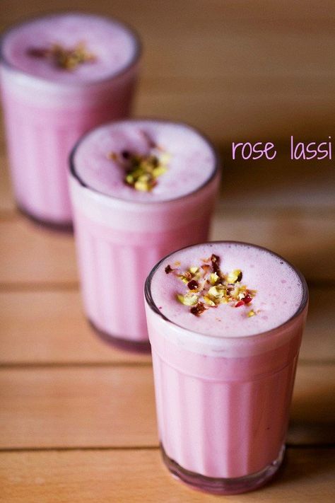 Rose lassi is a fragrant, refreshing and cooling lassi variety made with fresh curd, rose petals and rose syrup. #lassi Rose Lassi, Lassi Recipe, Rose Syrup, Indian Drinks, Lassi Recipes, How To Make Rose, Rose Recipes, Indian Desserts, Indian Sweets