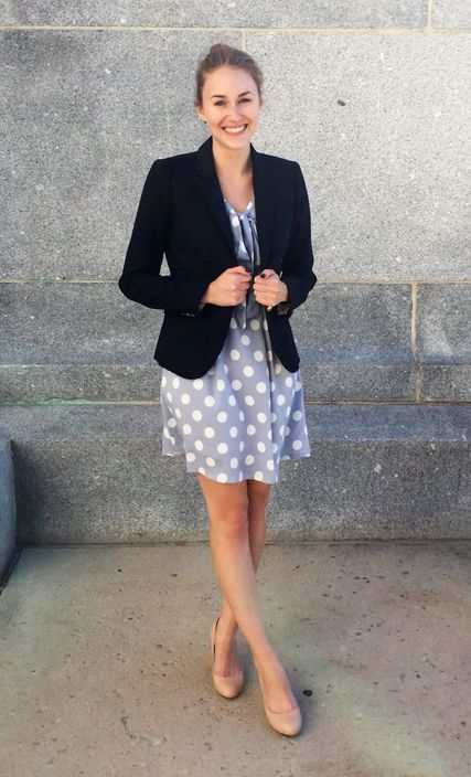 Thesis Presentation Outfit, Dissertation Defense Outfit, Research Defense Outfit, Thesis Outfit, Defense Outfit, Grad School Outfit, Polka Dot Dress Outfit, School Outfit Inspiration, Dissertation Defense