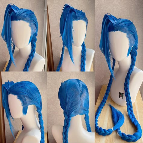 Jinx Arcane Hair, Jinx Props, Jinx Hair, Jinx Wig, Cosplay Jinx, Cosplay Wig Tutorial, Arcane Cosplay, Konosuba Wallpaper, Halloween Costume Design