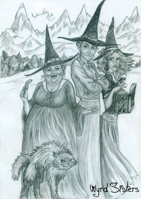 Wyrd Sisters Art, Wyrd Sisters Terry Pratchett, Discworld Witches, Discworld Art, Nanny Ogg, Wyrd Sisters, Terry Pratchett Books, Terry Pratchett Discworld, Witchy Art