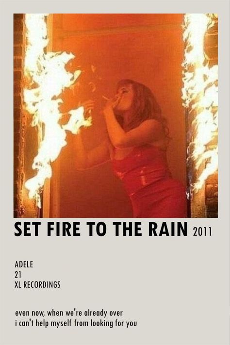 Set fire to the rain by Adele, poster by me Piano Collage, Adele Poster, Adele 21, Pretty Posters, Set Fire To The Rain, Fire To The Rain, Song Posters, Rain Pictures, Related Quotes