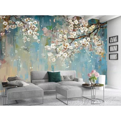 GK Wall Design Blossom Wall Mural | Wayfair Peach Room, Wallpaper Trees, Natural Painting, Textile Wallpaper, Wallpaper Watercolor, Bedroom Murals, Peach Blossom, Mural Floral, Natural Home Decor