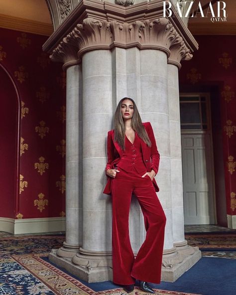 Temperley London on Instagram: “@jessicakahawaty wears the Clove Velvet three-piece-suit featured in @harpersbazaarqatar⠀⠀⠀⠀⠀⠀⠀⠀⠀ ⠀⠀⠀⠀⠀⠀⠀⠀⠀ Shot by…” Suit Women Wedding, Three Piece Suit Women's, Jessica Kahawaty, 3 Piece Suit Wedding, Groom Suit Grey, Alice Temperley, St Pancras, Wedding Suits Groom, Masculine Style