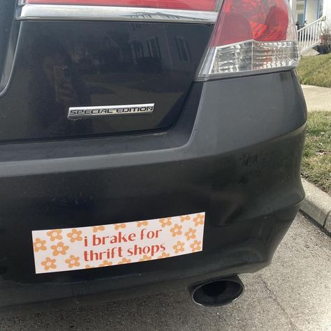 Super fun bumper sticker designed by me. Available for just $7 Bumper Stickers Aesthetic On Car, Car With Bumper Stickers, Y2k Bumper Stickers, Retro Bumper Stickers, Silly Bumper Stickers, Vinyl Bumper Stickers, Car Ideas, Thrift Shopping, Bumper Sticker