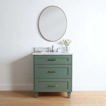 Sage Green Bathroom Vanity, Sage Green Vanity, Bathroom Vanities Modern, Sage Green Bathroom, Green Bathroom Vanity, Drawer Sliders, Green Vanity, Ceramic Undermount Sink, Traditional Bathroom Vanity