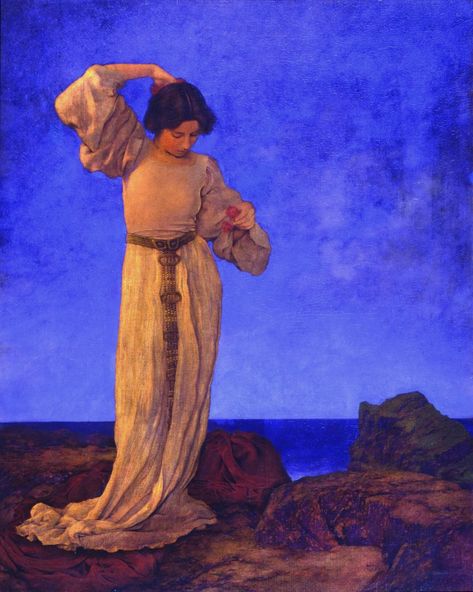 “Griselda” by Maxfield Parrish, 1910, oil on canvas Maxfield Parrish, Richard Diebenkorn, American Illustration, Neo Classical, Jackson Pollock, Keith Haring, July 25, Philadelphia Pa, Art Plastique