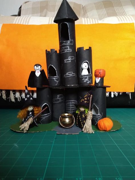 Halloween Castle, Peg Doll, Peg Dolls, Fall Halloween, Cork, Castle, Dolls, Halloween