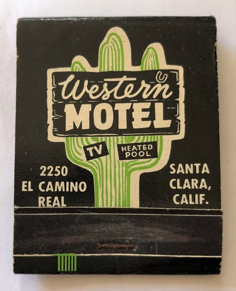 WESTERN MOTEL SANTA CLARA CALIF | 2250 El Camino Real. | Frank Kelsey | Flickr Western Graphics, Motorcycles Logo Design, Vintage Matchbooks, Match Book, Camino Real, Matchbook Art, Old Western, Matchbox Art, Nostalgic Art