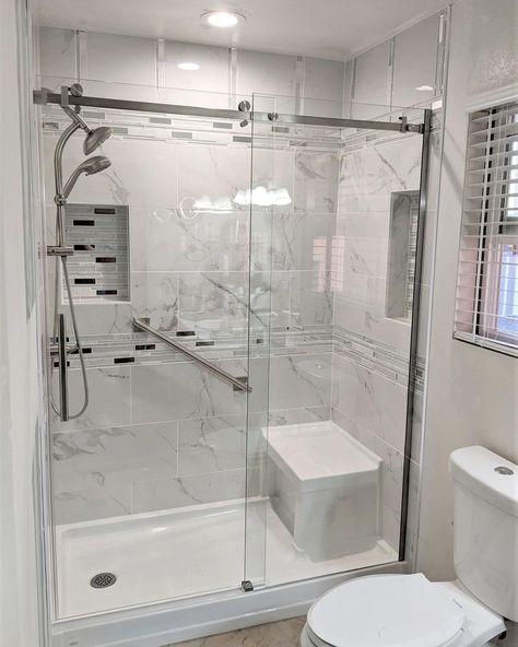 Dreamline Shower Door, Bathroom Remodel Plans, Dreamline Shower, Guest Bathroom Design, Accessible Bathroom Design, Shower Door Installation, Elegant Shower Curtains, Glass Shower Door, Bathtub Design