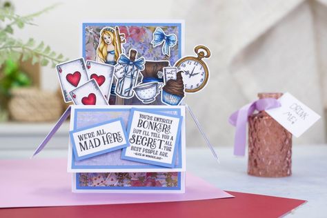 Diy Alice In Wonderland, Candle Making Tutorial, Collage Cards, Pop Up Box, Crafters Companion Cards, Rainy Day Crafts, Creative Tutorials, Pop Up Box Cards, Party Favor Boxes