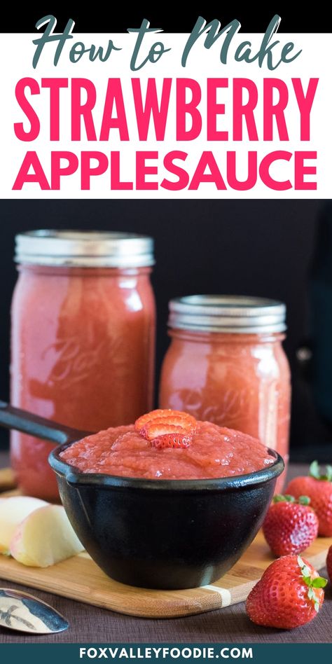 Apple Recipes For Canning, Applesauce Recipes Canning, Strawberry Applesauce, Homemade Applesauce Recipe, Canning Applesauce, Homemade Applesauce Recipes, Applesauce Recipe, Canned Strawberries, Organic Cooking