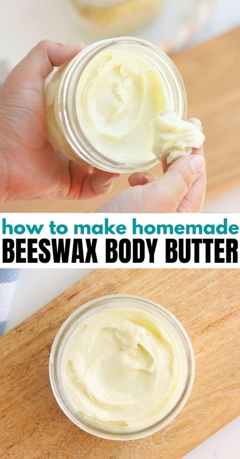 Beeswax Body Butter, Homemade Skincare Products, Diy Whipped Body Butter, Body Butter Recipe Homemade, Beeswax Recipes, Diy Body Butter Recipes, Diy Body Lotion, Homemade Lotion Recipe, Homemade Body Lotion