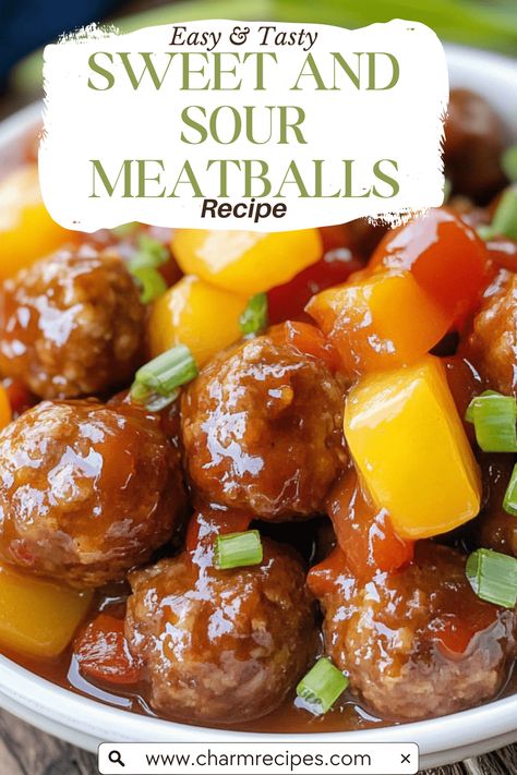 Sweet and Sour Pineapple Meatballs are a delightful combination of savory meatballs coated in a tangy and sweet pineapple sauce. This dish is perfect for parties, family dinners, or any occasion where you want to serve something flavorful and satisfying. The juicy pineapple chunks and the flavorful sauce make these meatballs irresistible. Meatball Pineapple Crockpot, Sweet And Sour Ham And Pineapple, Freezer Sweet And Sour Meatballs, Meatball Sweet And Sour, Pineapple And Meatballs, Meat Ball Sauces, Pineapple Sauce For Meatballs, Meatball Sauce Recipes Sweet And Sour, Hawaiian Crockpot Meatballs