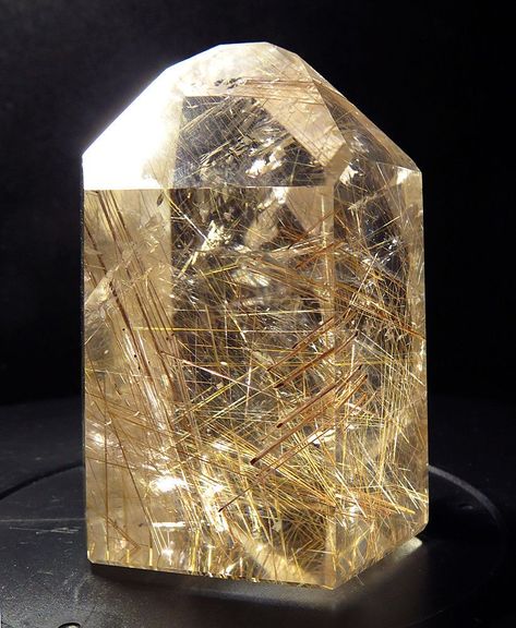 Perfect Polished Golden Rutile Quartz Crystal. Brazil. Hot Rocks, Rutilated Quartz Crystal, Stone World, Crystal Aesthetic, Golden Rutilated Quartz, Crystals Healing Properties, Types Of Crystals, Pretty Rocks, Rutile Quartz