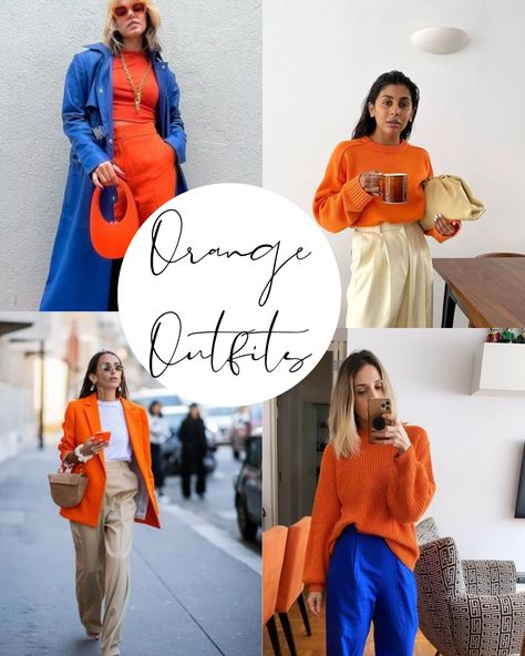 15 Orange Outfits To Add Some Color To Your Day - ljanestyle Orange Tshirt Women Outfit, Orange Outfit Combination, Orange Dress Pants Outfit, Orange Trousers Outfit, Orange Shoes Outfit, Orange Top Outfit, Orange Shirt Outfit, Orange Skirt Outfit, Orange Pants Outfit