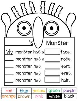 Go Away Big Green Monster Bulletin Board Writing Activity Monster Worksheet, Monster Classroom, Big Green Monster, Color Monster, Monster Activities, Esl Kids, October School, October Activities, Halloween Kindergarten