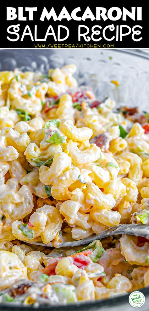 Blt Macaroni Salad, Bologna Salad, Macaroni Salads, Meat Marinades, Mac Salad Recipe, Noodle Food, Blt Pasta Salad, Bacon Lettuce Tomato, Blt Pasta