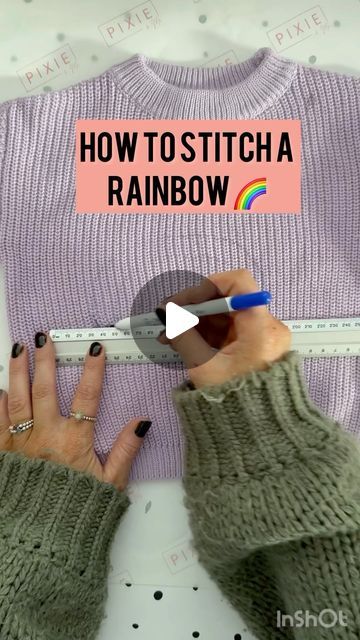 Hand embroided personalised jumpers - Pixie&Me on Instagram: "A perfect addition to any garment! Perhaps you have a special rainbow baby 🥹🥹 this simple chain stitch rainbow is super easy! The key is to make a straight line first and even out the spacing between the bows!   I hope this tutorial helps! Who is giving this one a go!??  Don’t forget about our DIY kits! We supply everything you need to create a super cute garment for your little one. What’s better than something hand made by you!! ❤️❤️❤️❤️❤️❤️  #embroidery #handstitching #learntoembroid #namestitching #handmadegarments #upcycling" Embroidery Jumper Diy, Embroidery On Jumper, Embroider Rainbow, Negative Space Embroidery, Embroidery Sweater Diy, Diy Jumper, Chunky Embroidery, Cross Stitch Rainbow, Embroidery Backing