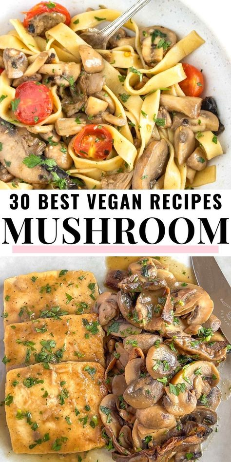 These delicious vegan mushroom recipes are easy to make, healthy, vibrant, and beginner-friendly.We've listed 30 of our favorite dinner ideas for how to use up a carton of mushrooms. Browse through this list, and take your pick: from protein-rich meals with tofu, and pasta, to vegetable-packed soups - all of them nutritious, vegan, and fulfilling. Wfpb Mushroom Recipes, Easy Vegan Mushroom Recipes, Vegan Recipes With Mushrooms, Meals With Tofu, Mushroom Vegan Recipes, Tofu Mushroom Recipe, Vegan Mushroom Recipes, Meals Summer, Mushroom Recipes Vegan