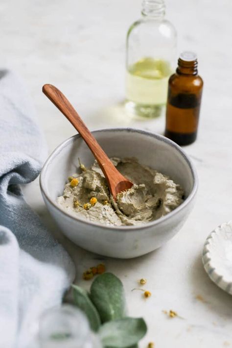 This DIY clay hair mask is chock full of hair helpers like chamomile, neem and castor oil, to soften locks and nourish the scalp Kaolin Clay Hair Mask, Diy Clay Mask, Clay Hair Mask, Kaolin Clay Mask, Diy Lotions, Avocado Hair Mask, Clay Hair, Homemade Clay, Small Ceramic Bowl