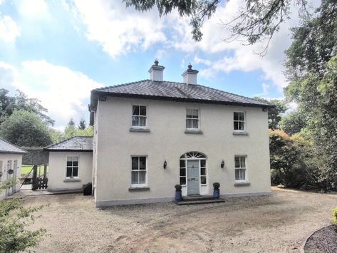 Irish Home Exterior, Sage House Exterior, Modern Irish House, House Exterior Ireland, Country Bungalow, Irish Farm, Irish Farmhouse, Sage House, House Designs Ireland