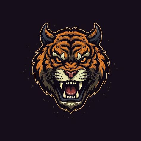 A logo of a angry tiger head, designed in esports illustration style Tiger Face Drawing, Tigre Y Dragon, Logo Tiger, Angry Tiger, Vector Graphics Illustrations, Tiger Illustration, Sports Logo Design, Tiger Logo, Face Icon