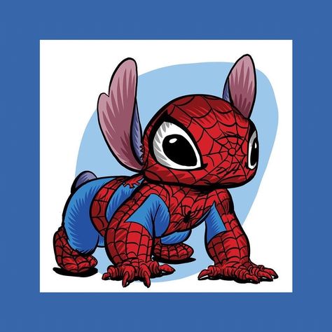 Stitch As Spiderman, Stitch As Marvel Characters, Spiderman And Stitch, Stitch Dressed As Other Characters, Spiderman Stitch, Stitch In Costume, Lilo And Stitch Tattoo, Toothless And Stitch, Lilo And Stitch Drawings