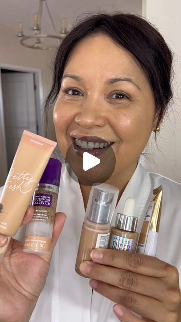 Makeup | Fashion | Style Hacks on Instagram: "Drugstore skin tint recommendations! I’m trying them on unfiltered real skin so you can decide which formulas are best for you. 
@colourpopcosmetics (shade light 7 W) Pretty Fresh is best if you’re looking for a moisturizer and coverage in one step. It’s vegan and cruelty free 
@revlon (Shade 213) Illuminance is best if you’re looking for long term skincare benefits and natural radiance 
@maybelline (shade 220) Super Stay works on all skin types but if you have oily skin this is the one for you. 
@lorealparis (shade 35) Age Perfect best for mature skin, dry skin or those looking for spf in a foundation. 
@covergirl (shade 30)is the most lightweight in the bunch, gel like texture feels like a second skin. Vegan and cruelty free
#drugstore #drugs Foundation For Dry Sensitive Skin, Drugstore Foundation For Combo Skin, Best Drugstore Foundation For Oily Skin, Best Drugstore Foundation For Over 40, Best Makeup Products For Oily Skin, Best Skin Tint, Drugstore Makeup Must Haves, Best Drugstore Primer, Oily Skin Makeup