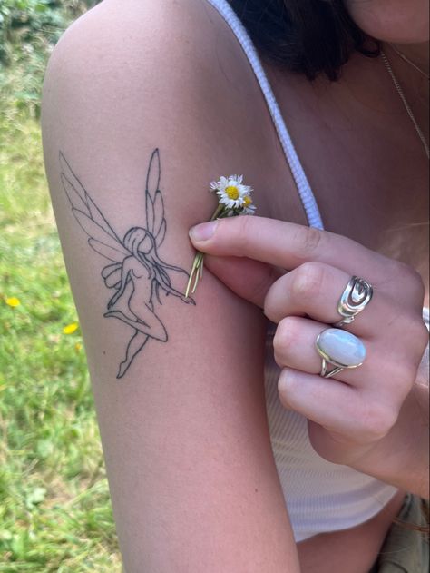 Fairy Tattoo On Forearm, Fairy Wrist Tattoo, Fairy Hip Tattoo, Sitting Fairy Tattoo, Pretty Fairy Tattoo, Color Fairy Tattoo, Fairy Tattoo Arm, American Traditional Fairy Tattoo, Matching Fairy Tattoos