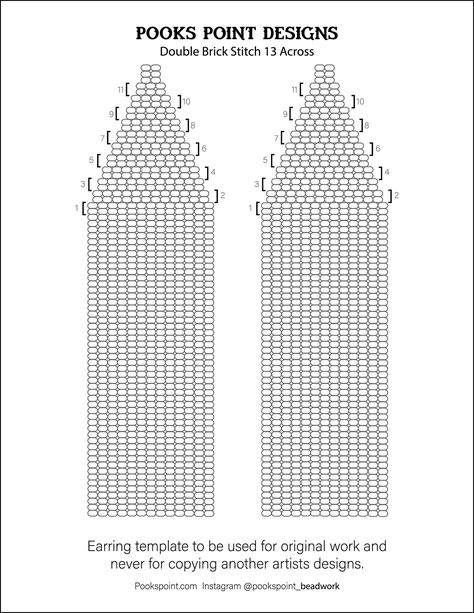 Double Brick Stitch, Seed Bead Jewelry Tutorials, Brick Stitch Tutorial, Earring Templates, Earrings Template, Loom Designs, Earring Template, Seed Bead Jewelry Patterns, Bead Loom Designs