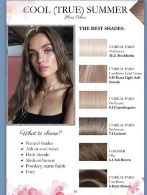 Palette Hair Color, Color Analysis Summer, Summer Skin Tone, Cool Summer Palette, Summer Color Palettes, Soft Summer Palette, Soft Summer Color Palette, Summer Blonde Hair, Soft Summer Colors