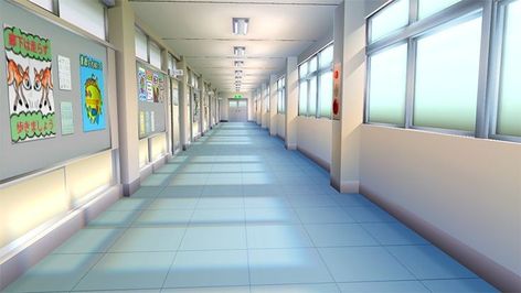 School Model, School Hallway, Classroom Interior, Anime House, Japanese High School, Episode Interactive Backgrounds, Hallway Art, School Hallways, Episode Backgrounds